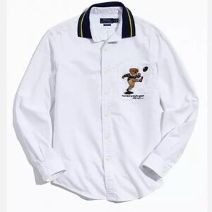 RARE! Football 🏈 Rugby Kicker 🏉 POLO RALPH LAUREN BEAR BUTTON DOWN OXFORD SHIRT🧸